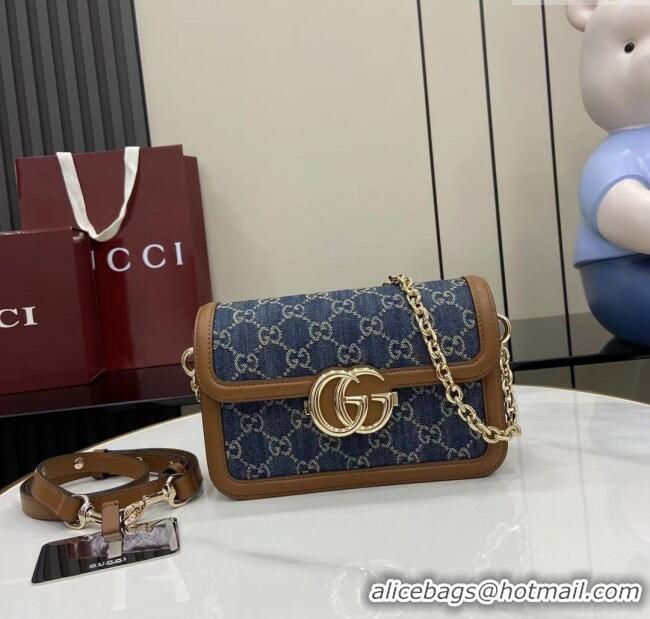 Super Quality Gucci Go GG Denim small shoulder bag 826761 Blue 2025