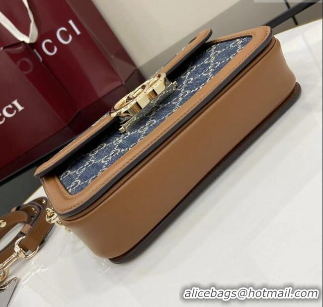 Super Quality Gucci Go GG Denim small shoulder bag 826761 Blue 2025