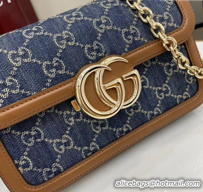 Super Quality Gucci Go GG Denim small shoulder bag 826761 Blue 2025