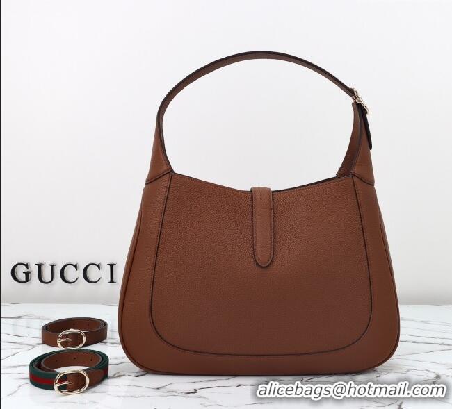 Best Quality Gucci Jackie 1961 Leather large crossbody bag 810229 Brown 2025