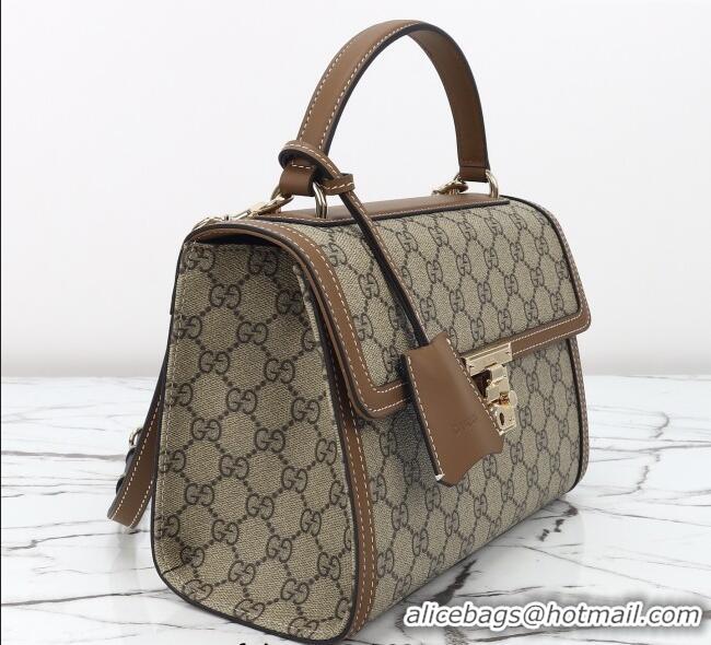 Promotional Gucci Padlock GG Canvas medium top handle bag 838998 Beige/Brown 2025