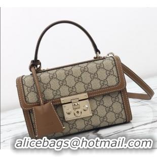 Super Quality Gucci Padlock GG Canvas small top handle bag 838999 Beige/Brown 2025