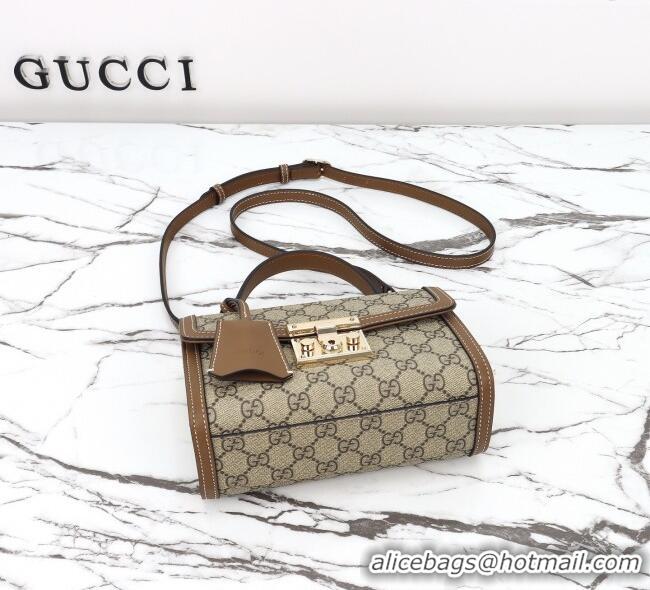 Super Quality Gucci Padlock GG Canvas small top handle bag 838999 Beige/Brown 2025