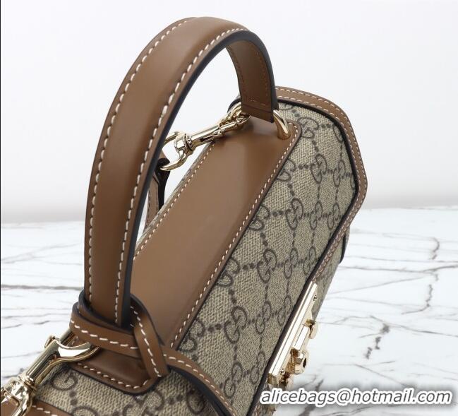 Super Quality Gucci Padlock GG Canvas small top handle bag 838999 Beige/Brown 2025
