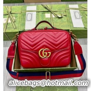 Reasonable Price Gucci GG Marmont Leather Top Handle Bag 498110 Red 2025