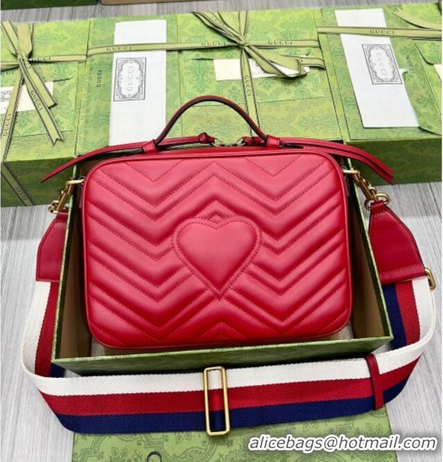 Reasonable Price Gucci GG Marmont Leather Top Handle Bag 498110 Red 2025