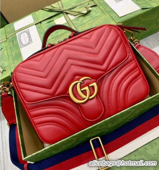 Reasonable Price Gucci GG Marmont Leather Top Handle Bag 498110 Red 2025