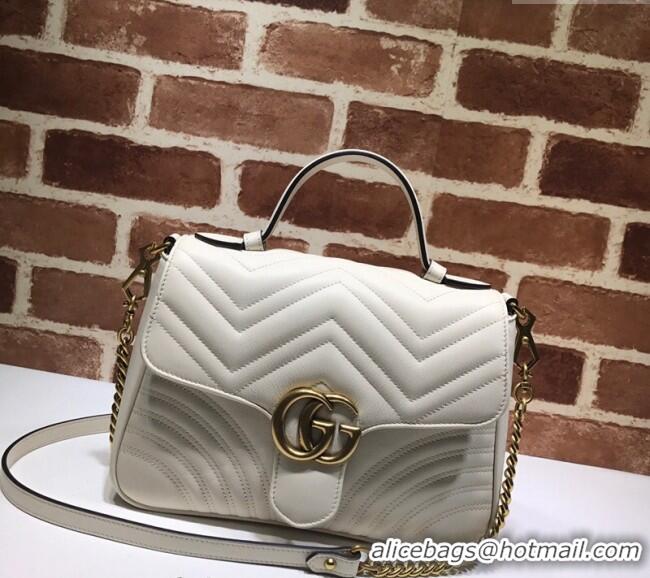 Promotional Gucci GG Marmont Leather Top Handle Bag 498110 White 2025