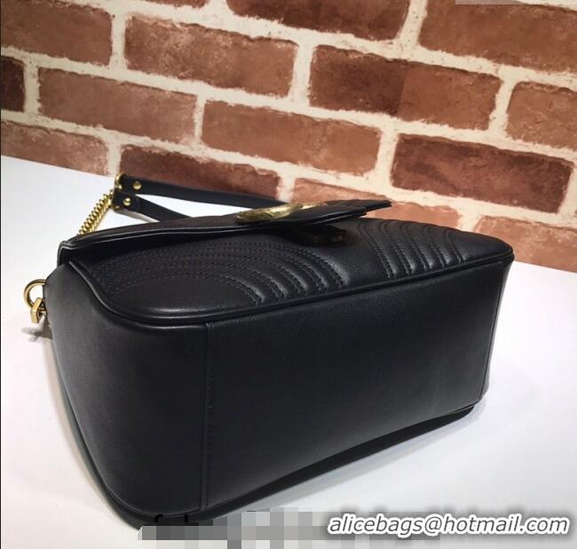 Well Crafted Gucci GG Marmont Leather Top Handle Bag 498110 Black 2025