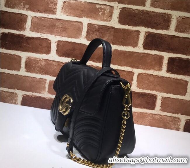 Well Crafted Gucci GG Marmont Leather Top Handle Bag 498110 Black 2025