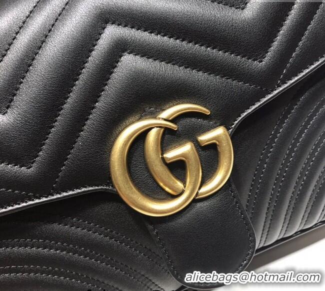Well Crafted Gucci GG Marmont Leather Top Handle Bag 498110 Black 2025