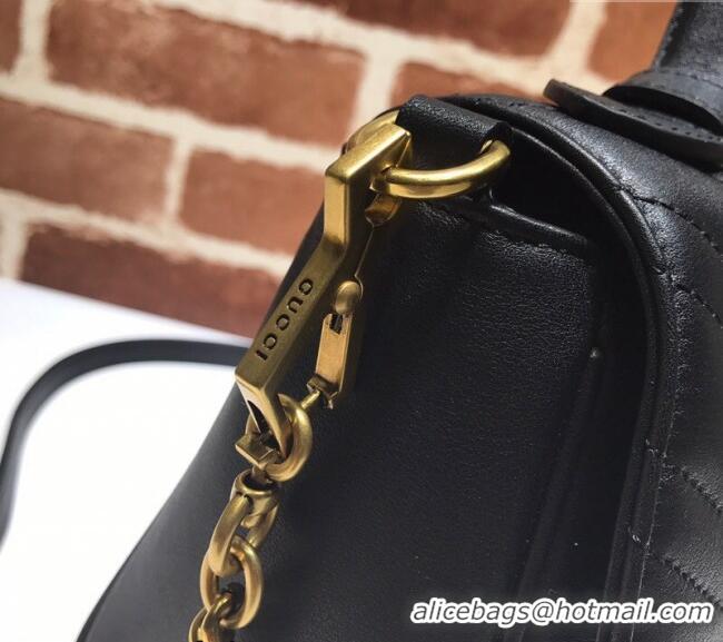 Well Crafted Gucci GG Marmont Leather Top Handle Bag 498110 Black 2025