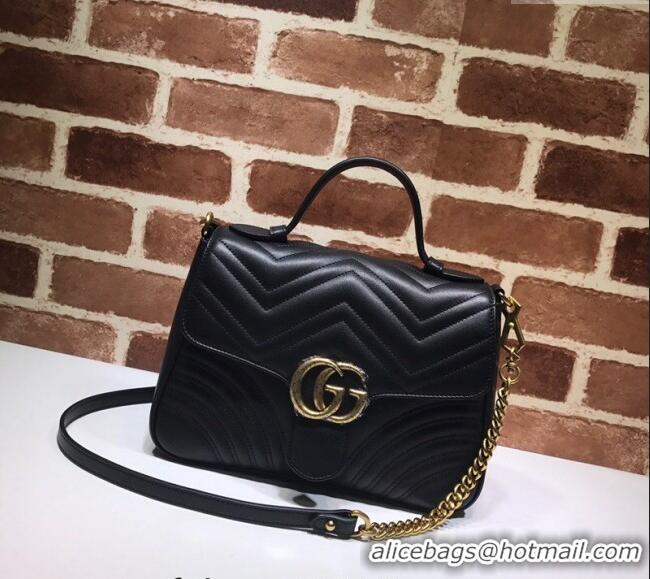 Well Crafted Gucci GG Marmont Leather Top Handle Bag 498110 Black 2025