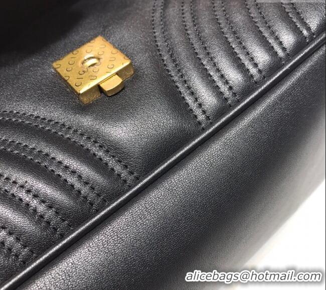 Well Crafted Gucci GG Marmont Leather Top Handle Bag 498110 Black 2025