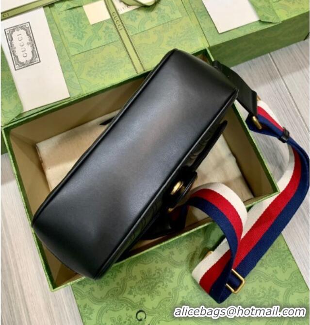 Big Discount Gucci GG Marmont Leather Top Handle Bag 498110 Black/Web 2025