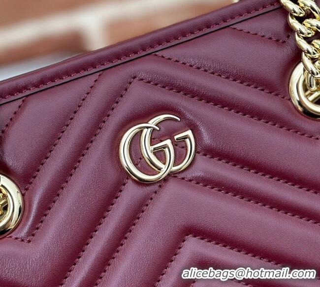 Market Sells Gucci GG Marmont Leather Shoulder Bag with Chain 779727 Ancora Red 2025