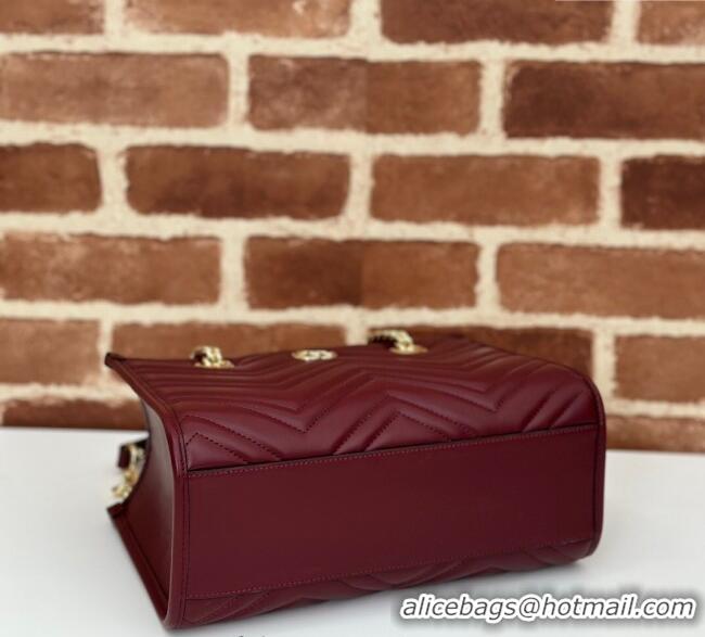 Market Sells Gucci GG Marmont Leather Shoulder Bag with Chain 779727 Ancora Red 2025