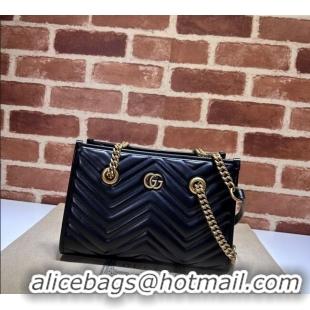 Best Price Gucci GG Marmont Leather Shoulder Bag with Chain 779727 Black 2025