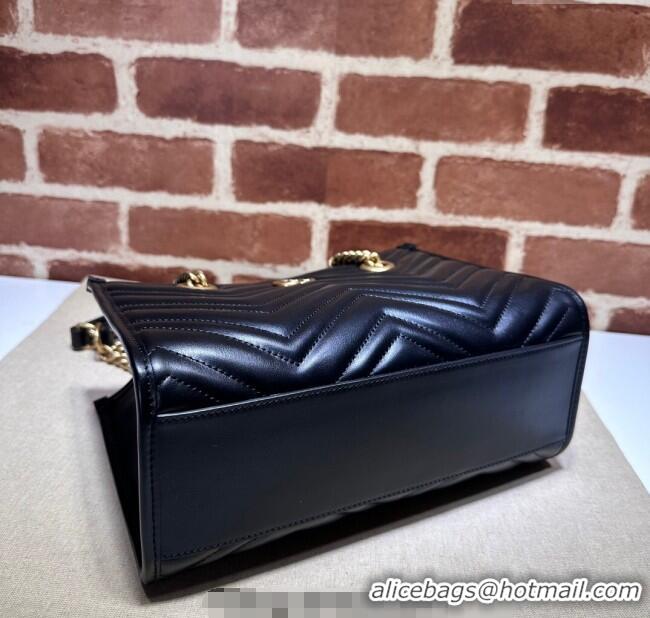 Best Price Gucci GG Marmont Leather Shoulder Bag with Chain 779727 Black 2025