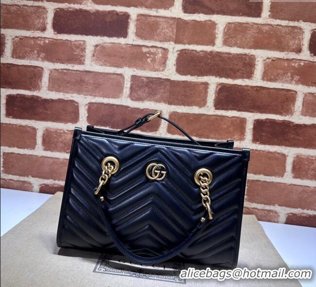 Best Price Gucci GG Marmont Leather Shoulder Bag with Chain 779727 Black 2025