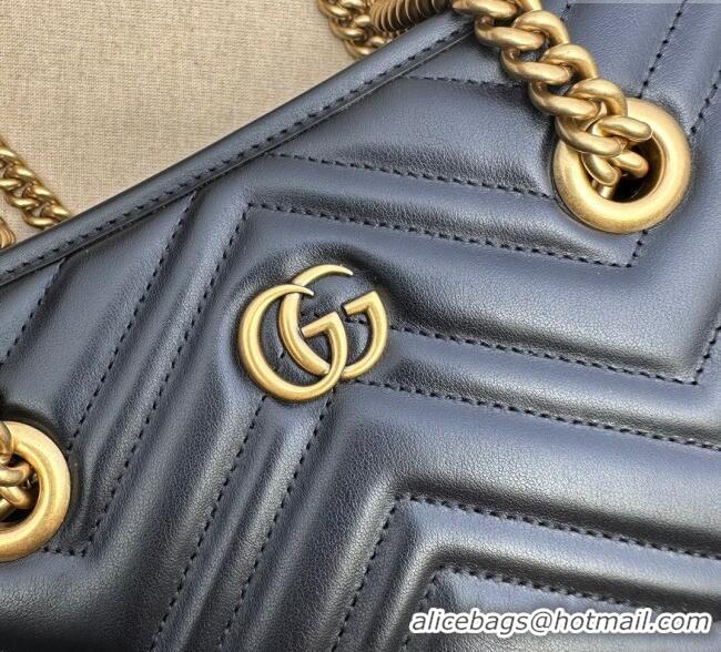 Best Price Gucci GG Marmont Leather Shoulder Bag with Chain 779727 Black 2025
