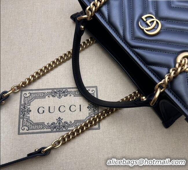 Best Price Gucci GG Marmont Leather Shoulder Bag with Chain 779727 Black 2025