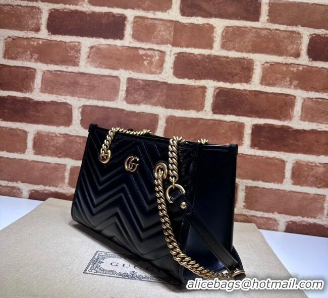 Best Price Gucci GG Marmont Leather Shoulder Bag with Chain 779727 Black 2025