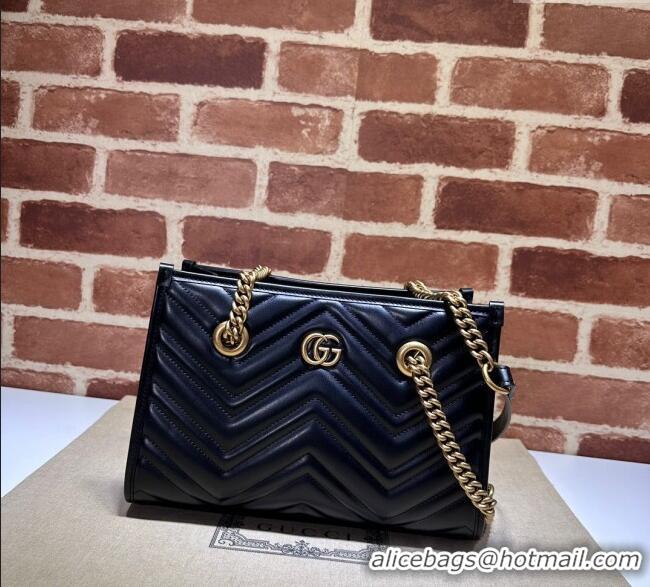 Best Price Gucci GG Marmont Leather Shoulder Bag with Chain 779727 Black 2025