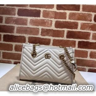 Luxury Discount Gucci GG Marmont Leather Shoulder Bag with Chain 779727 White 2025