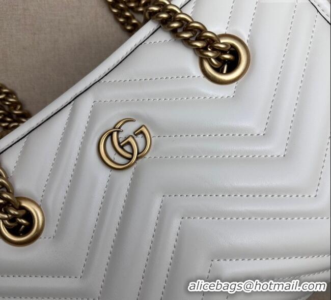 Luxury Discount Gucci GG Marmont Leather Shoulder Bag with Chain 779727 White 2025
