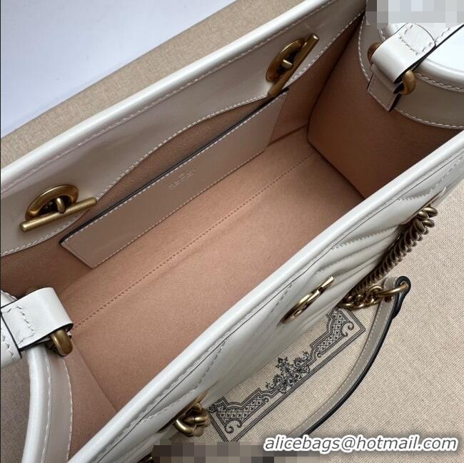 Luxury Discount Gucci GG Marmont Leather Shoulder Bag with Chain 779727 White 2025