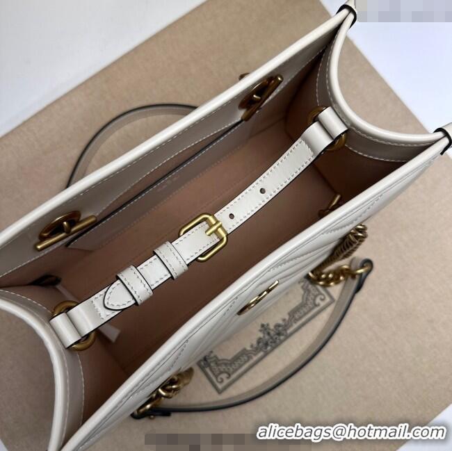 Luxury Discount Gucci GG Marmont Leather Shoulder Bag with Chain 779727 White 2025