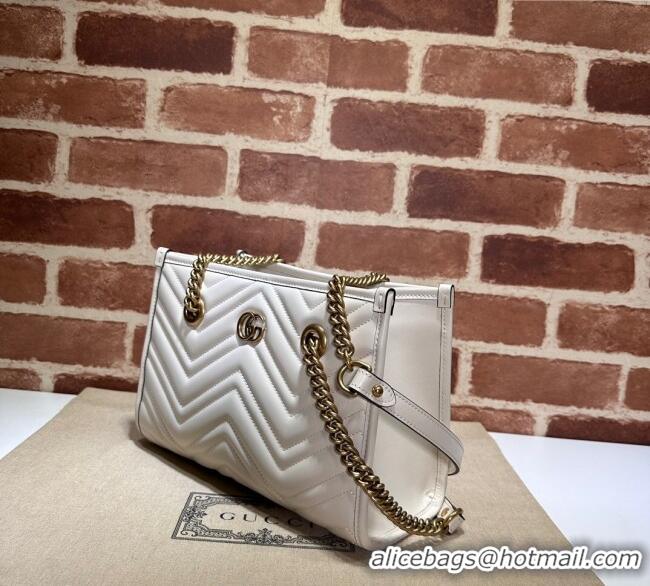 Luxury Discount Gucci GG Marmont Leather Shoulder Bag with Chain 779727 White 2025