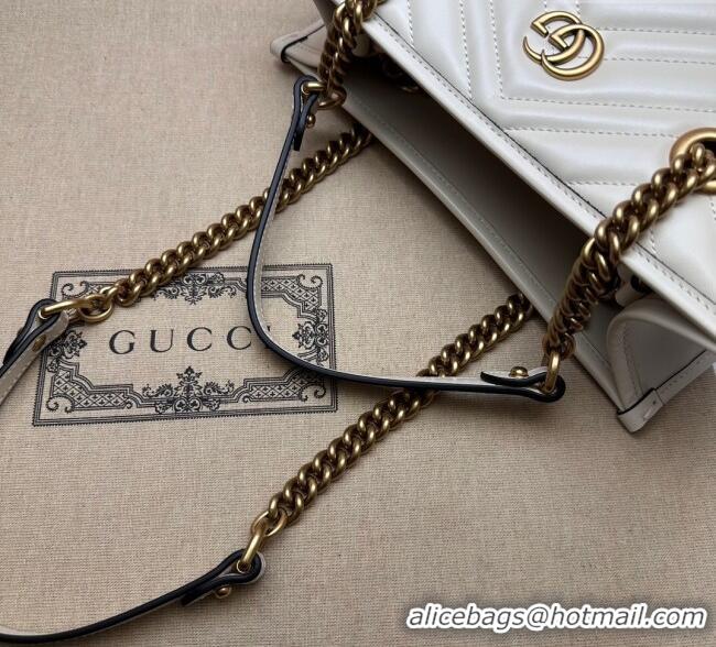 Luxury Discount Gucci GG Marmont Leather Shoulder Bag with Chain 779727 White 2025