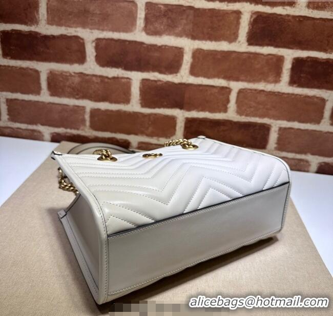 Luxury Discount Gucci GG Marmont Leather Shoulder Bag with Chain 779727 White 2025