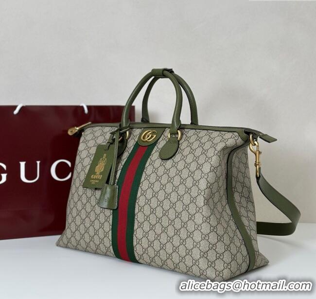 Luxury Cheap Gucci Savoy GG Canvas medium duffle bag 834469 Beige/Green 2025
