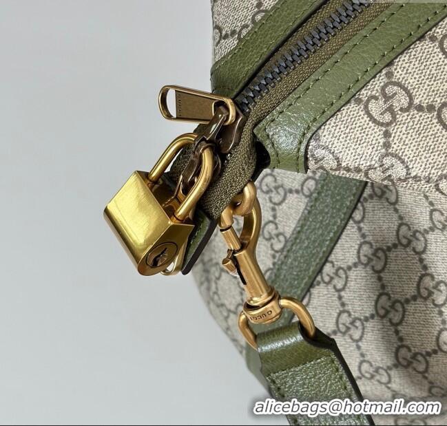 Luxury Cheap Gucci Savoy GG Canvas medium duffle bag 834469 Beige/Green 2025