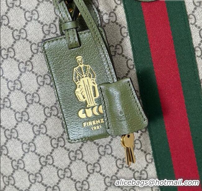 Luxury Cheap Gucci Savoy GG Canvas medium duffle bag 834469 Beige/Green 2025