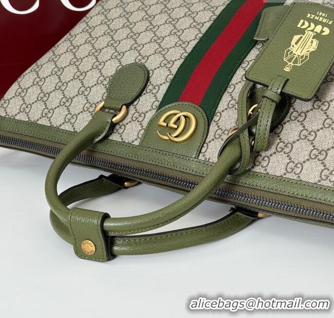 Luxury Cheap Gucci Savoy GG Canvas medium duffle bag 834469 Beige/Green 2025