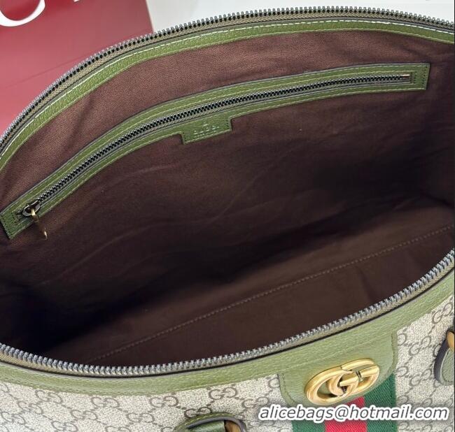 Luxury Cheap Gucci Savoy GG Canvas medium duffle bag 834469 Beige/Green 2025