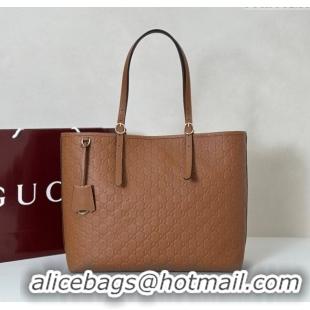 Top Quality Gucci GG Emblem Leather large tote bag 847455 Brown 2025