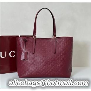 Best Quality Gucci GG Emblem Leather large tote bag 847455 Ancora Red 2025