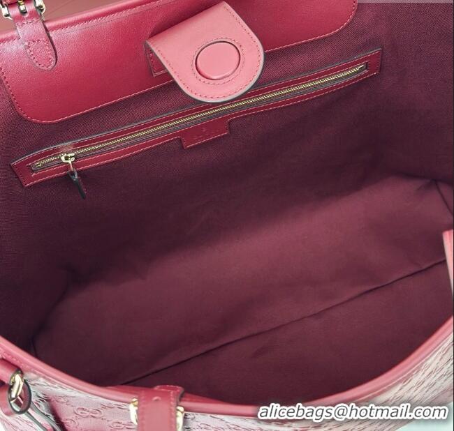 Best Quality Gucci GG Emblem Leather large tote bag 847455 Ancora Red 2025