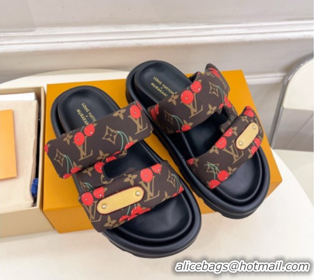 Grade Quality Louis Vuitton LV x TM Pool Pillow Flat Comfort Slides Sandal in Brown Cherry Fabric 2025 1AHME4