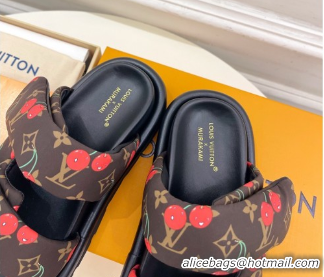 Grade Quality Louis Vuitton LV x TM Pool Pillow Flat Comfort Slides Sandal in Brown Cherry Fabric 2025 1AHME4