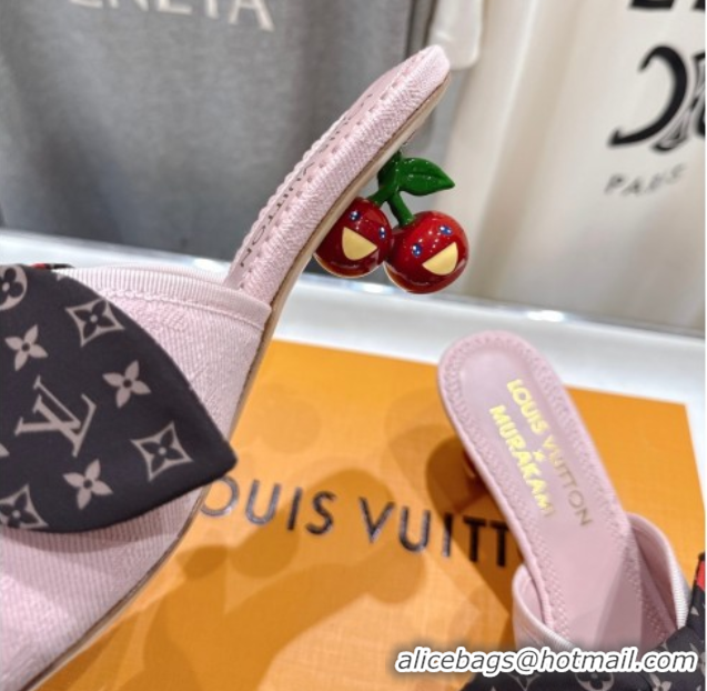 Best Price Louis Vuitton LV x TM Cherie Heel Slides Sandal 5.5cm in Monogram Denim with Bow Light Pink 0712047
