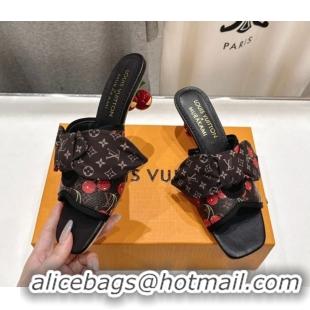 Cheap Price Louis Vuitton LV x TM Cherie Heel Slides Sandal 5.5cm in Brown Monogram Canvas with Bow 0712058
