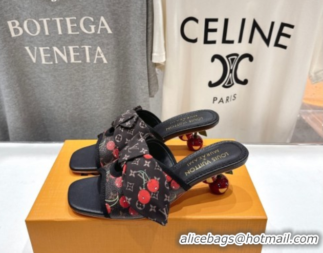 Cheap Price Louis Vuitton LV x TM Cherie Heel Slides Sandal 5.5cm in Brown Monogram Canvas with Bow 0712058