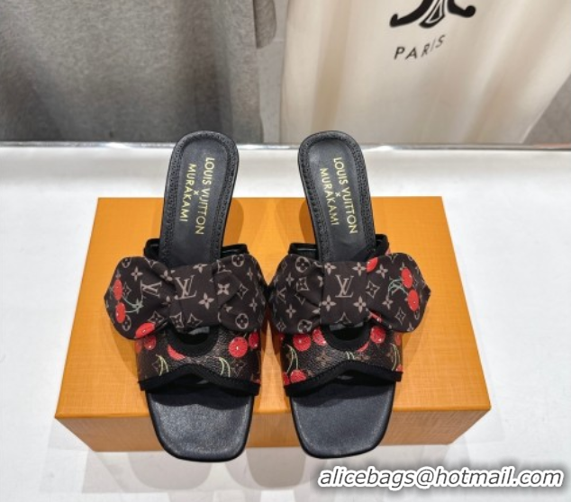 Cheap Price Louis Vuitton LV x TM Cherie Heel Slides Sandal 5.5cm in Brown Monogram Canvas with Bow 0712058