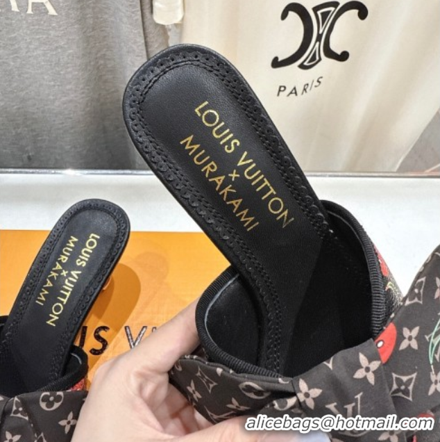 Cheap Price Louis Vuitton LV x TM Cherie Heel Slides Sandal 5.5cm in Brown Monogram Canvas with Bow 0712058